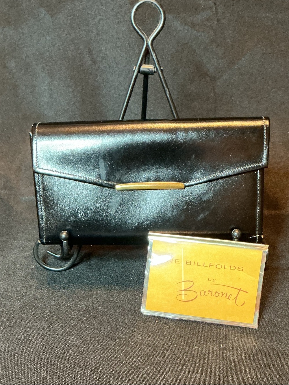 vintage Baronet black leatherette billfold.